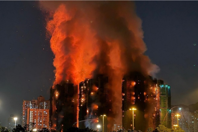 홍콩 아파트 화재 참사 타이포 윙푹코트 화재 현장