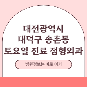 대덕구 송촌동 토요일 진료 정형외과 병원
