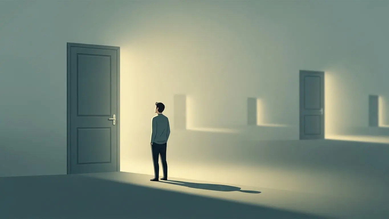 An illustration showing why keeping a decision feels safer than changing it