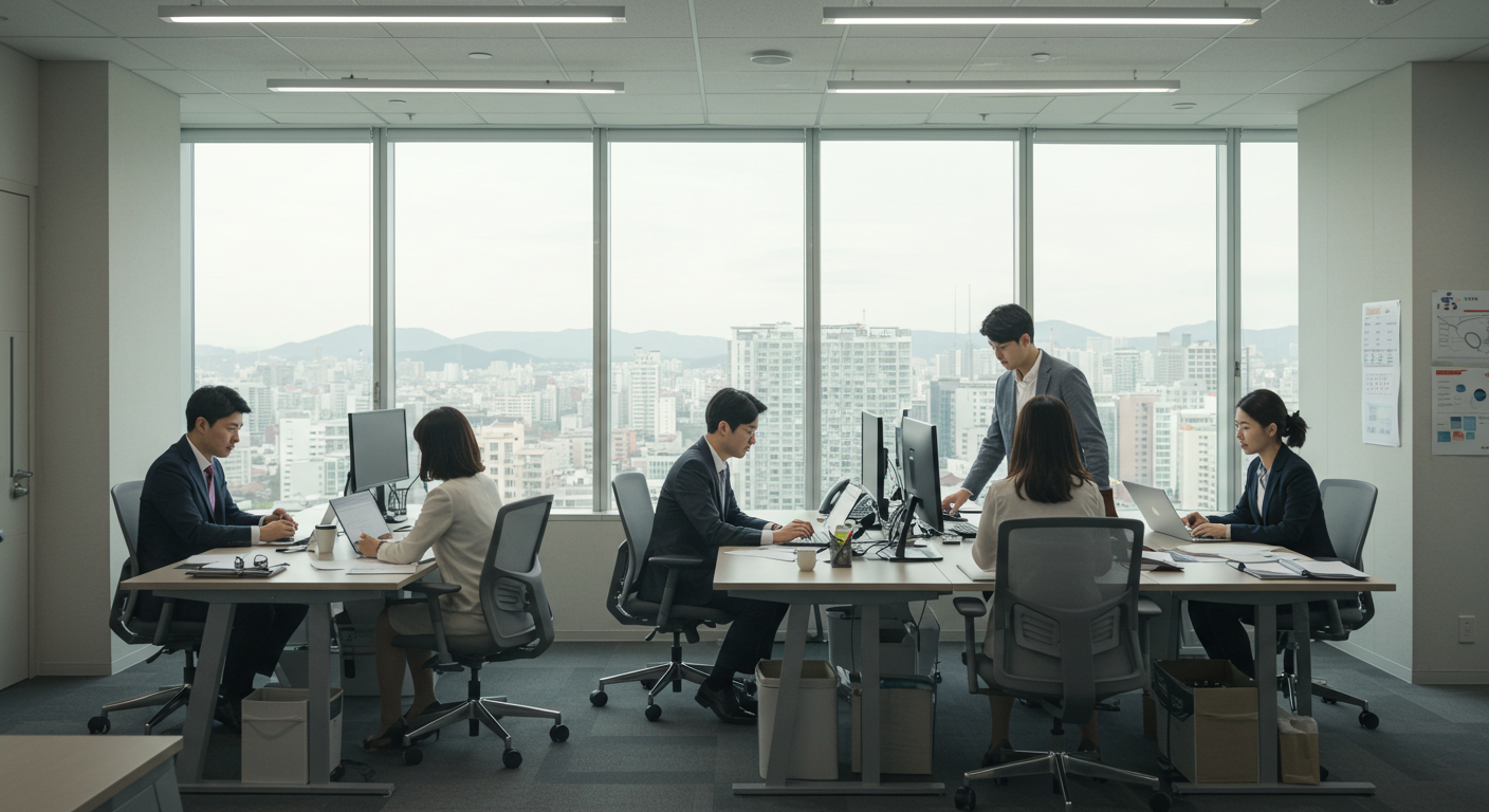회사에서 일하고 있는 모습