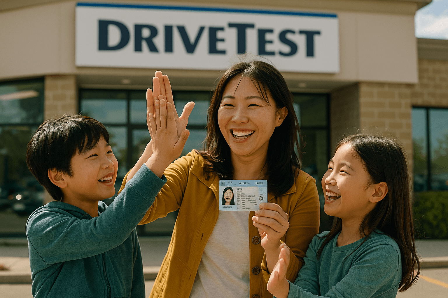 G라이센스 따고 아이들과 하이파이브하는 모습