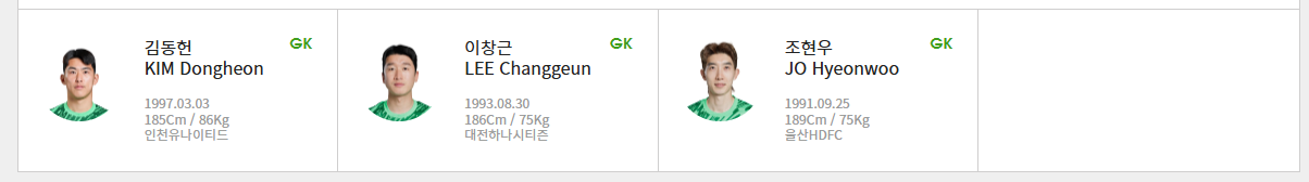 2025년 7월 11일 대한민국 홍콩 축구(GK)