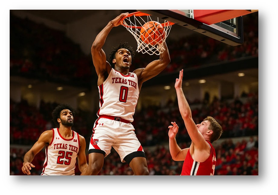 Texas Tech Red Raiders가 시합에서 멋있게 골을 넣는 장면