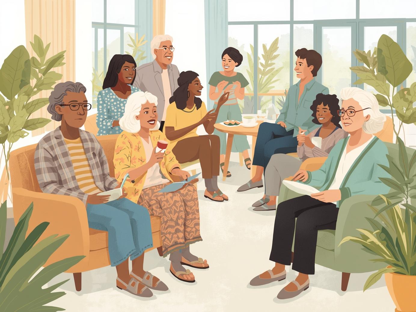 기초수급과 관련하여 토론하고 있는 모습