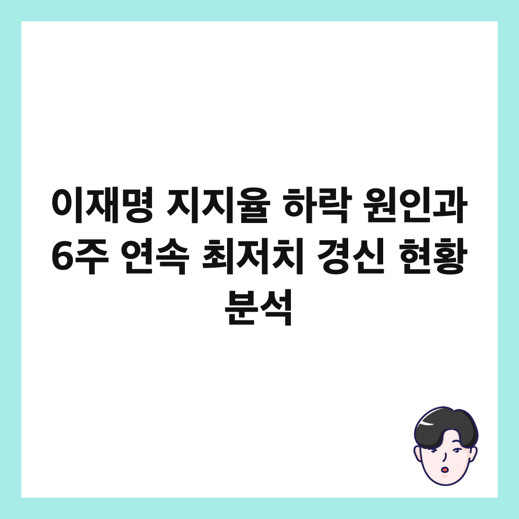 이재명 지지율 하락 원인과 6주 연속 최저치 경신 현황 분석 썸네일