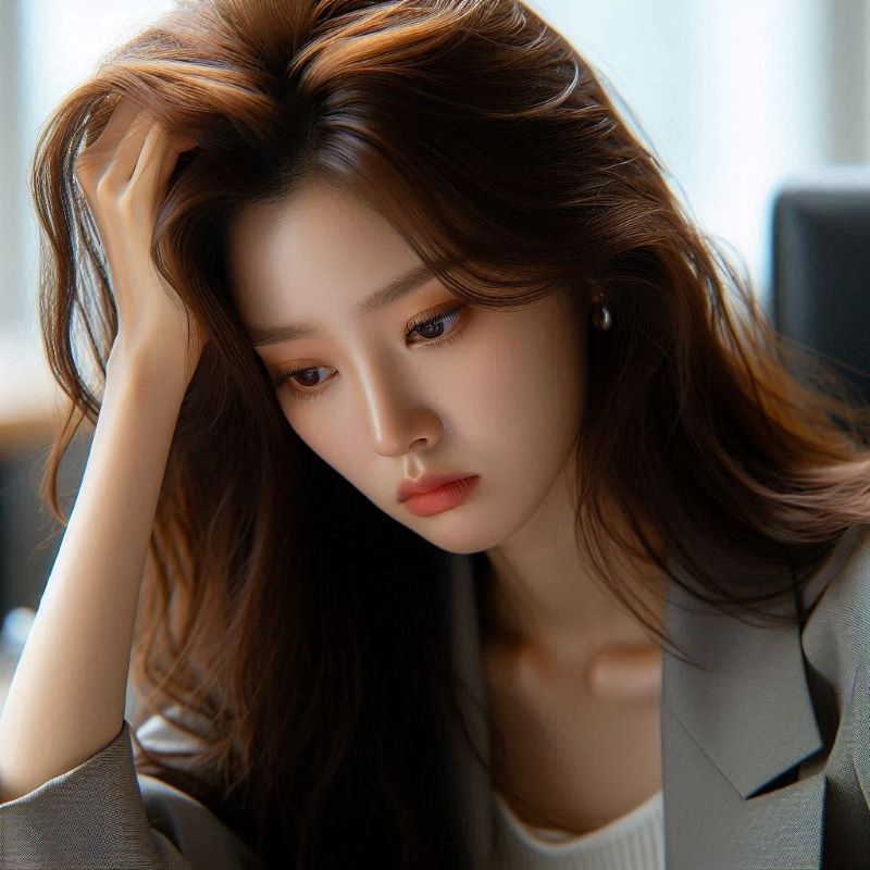 슬럼프에 빠져 고민하는 여자