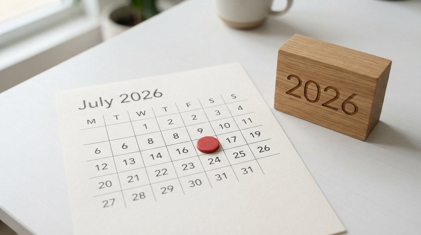 2026년 7월 일정이 표시된 깔끔한 달력