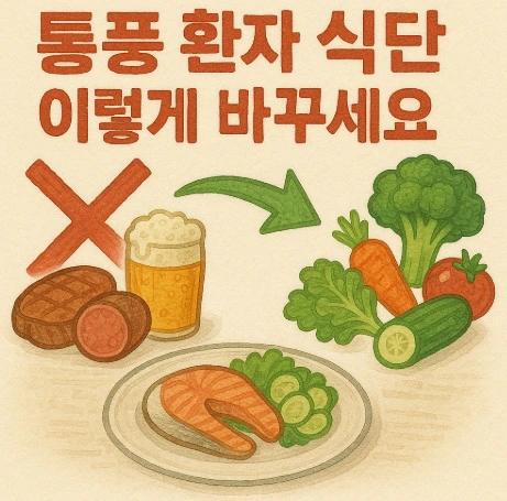 맥주와 육류는 금지, 채소는 추천하는 사진
