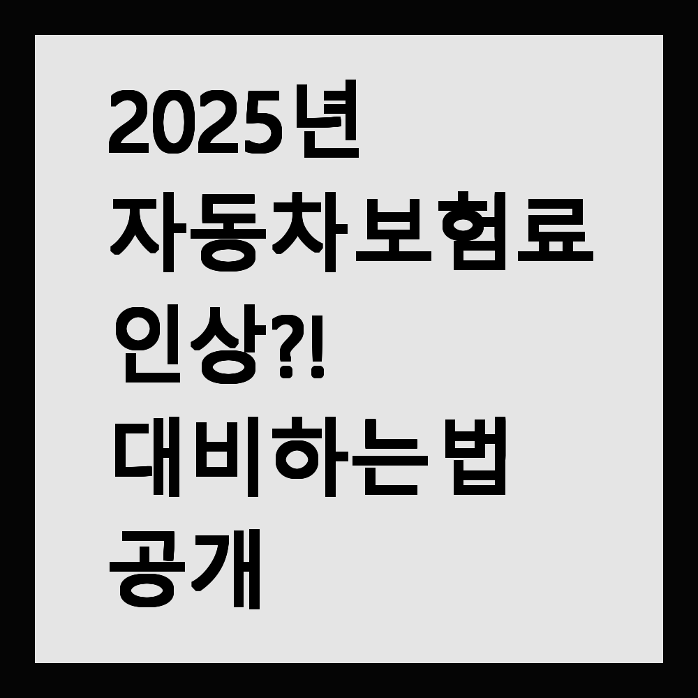 2025년 자동차 보험료 인상?! 대비하는 법 공개