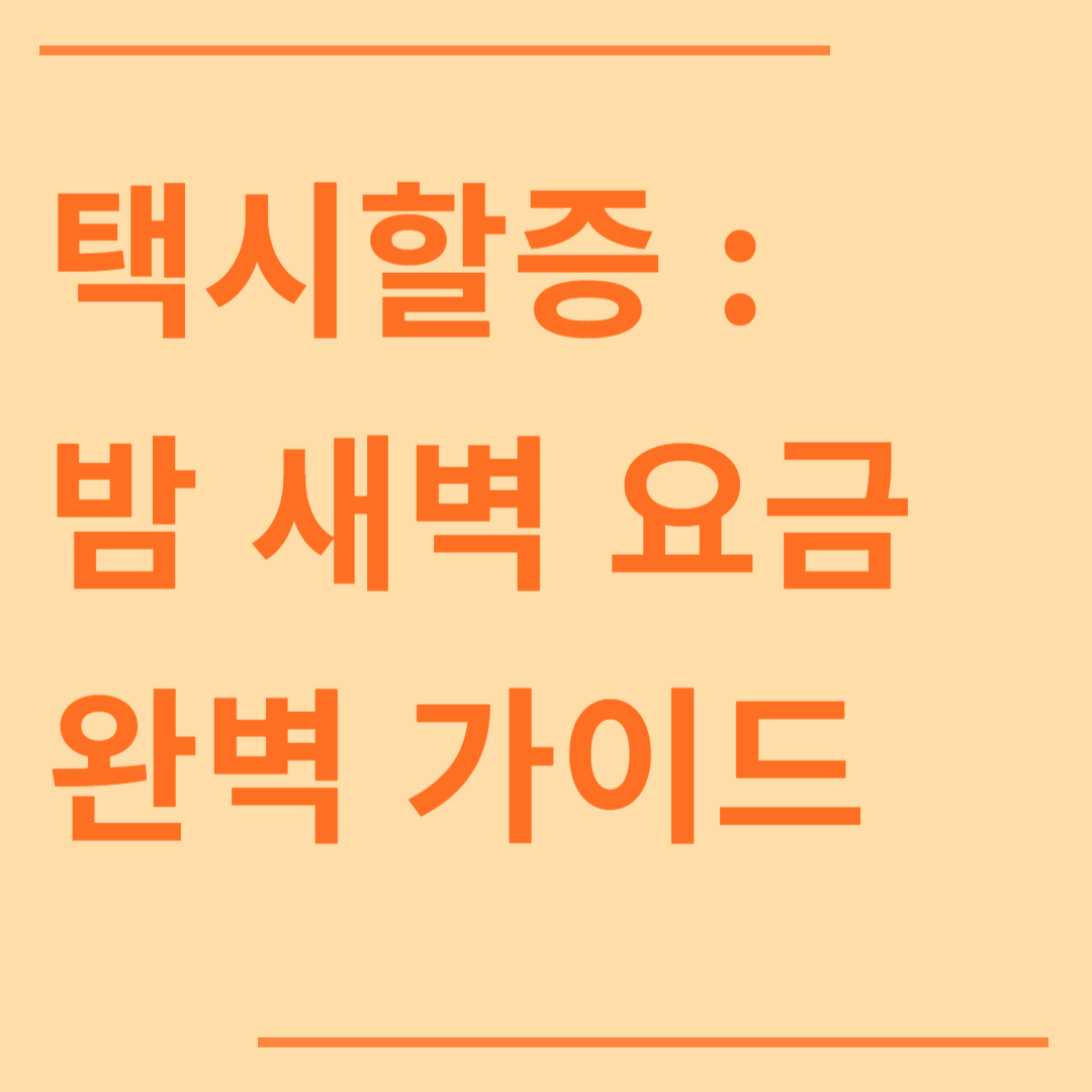 택시할증 요금 완벽 가이드