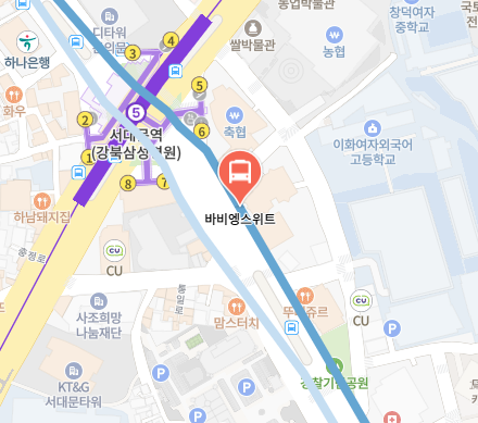 바비엥스위트에서 인천공항 리무진 공항버스(6005번) 지도 위치