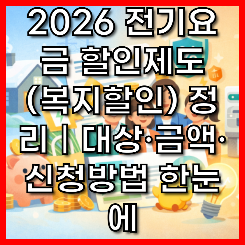 2026 전기요금 할인제도(복지할인) 정리|대상·금액·신청방법 한눈에