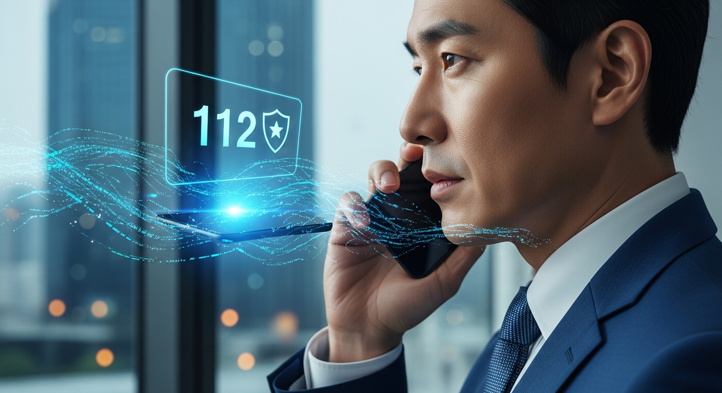 112 신고 전화 한 통으로 경찰청 연결과 은행 계좌 지급정지가 동시에 이루어지는 인포그래픽