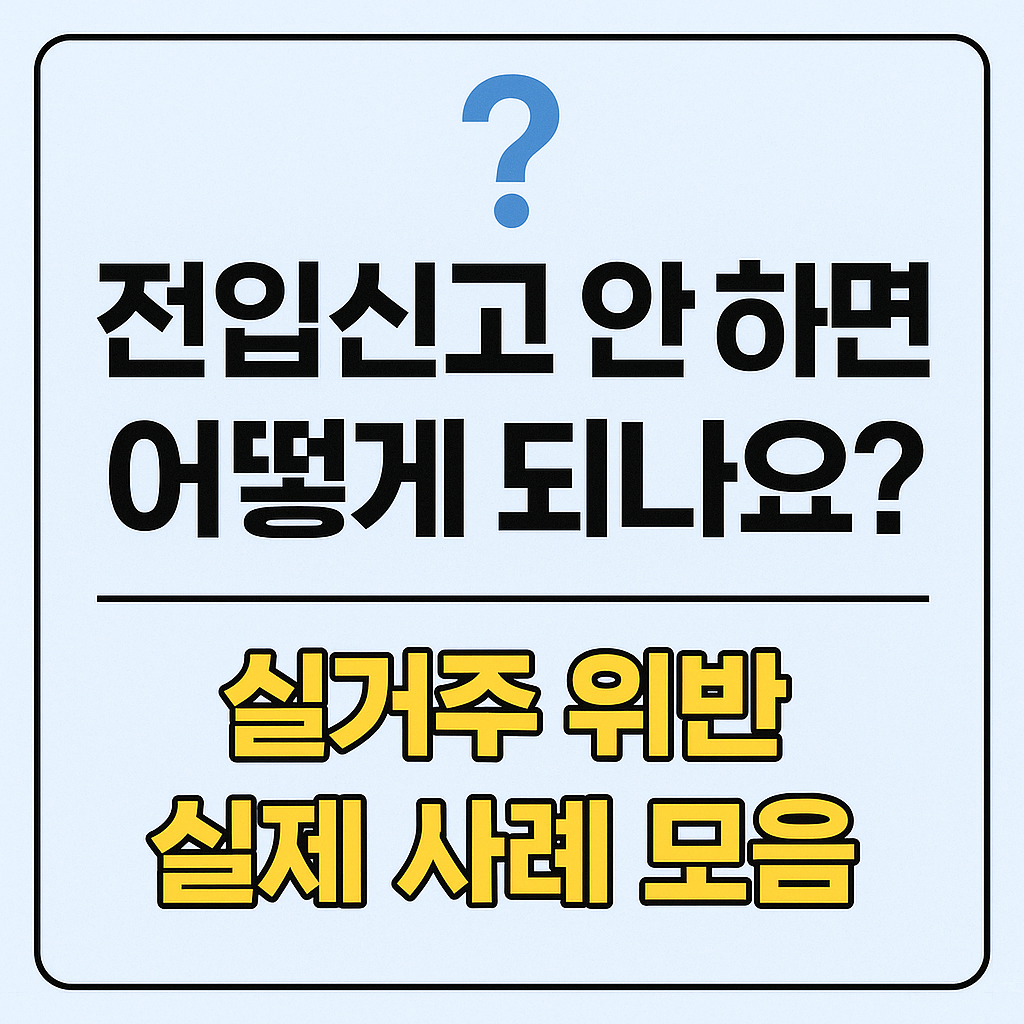 🚨 전입신고 안 하면? 대출 회수된 실거주 위반 실제 사례 3가지!