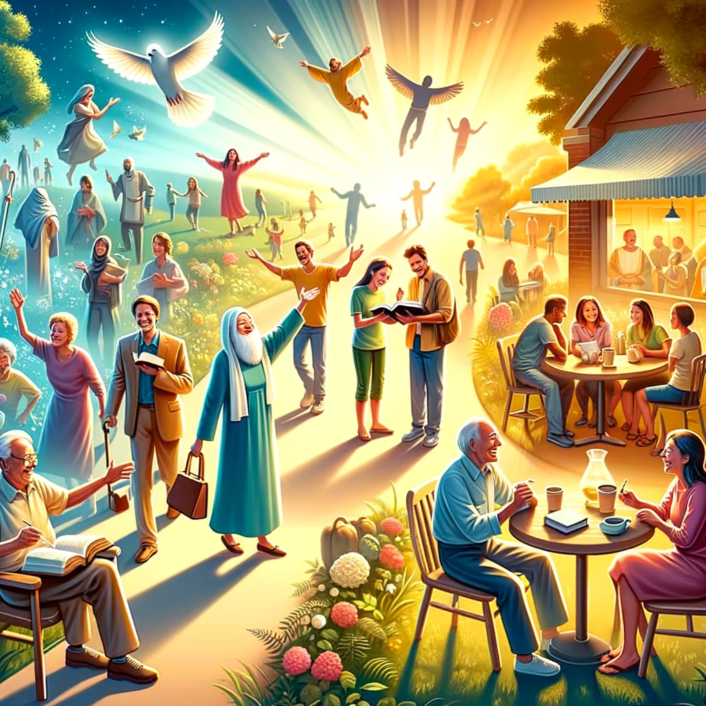 Here's the illustration reflecting the importance of sharing the good news and teaching the word of God in everyday life.