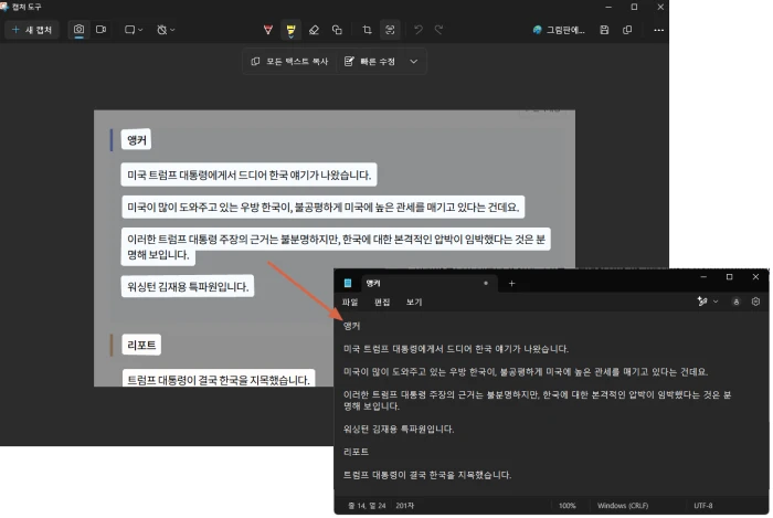 텍스트 인식 기능 예시