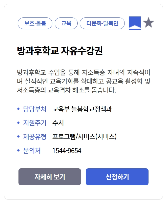 방과후학교 자유수강권 자격요건,지원금액,신청방법