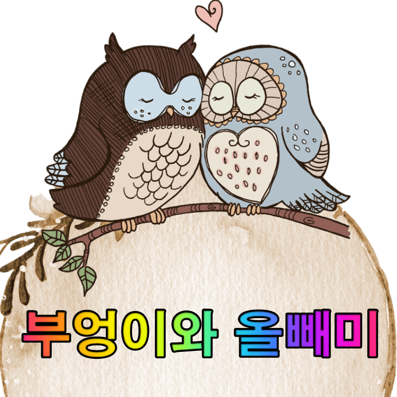 부엉이와 올빼미가 나무 가지에 앉아있는 그림