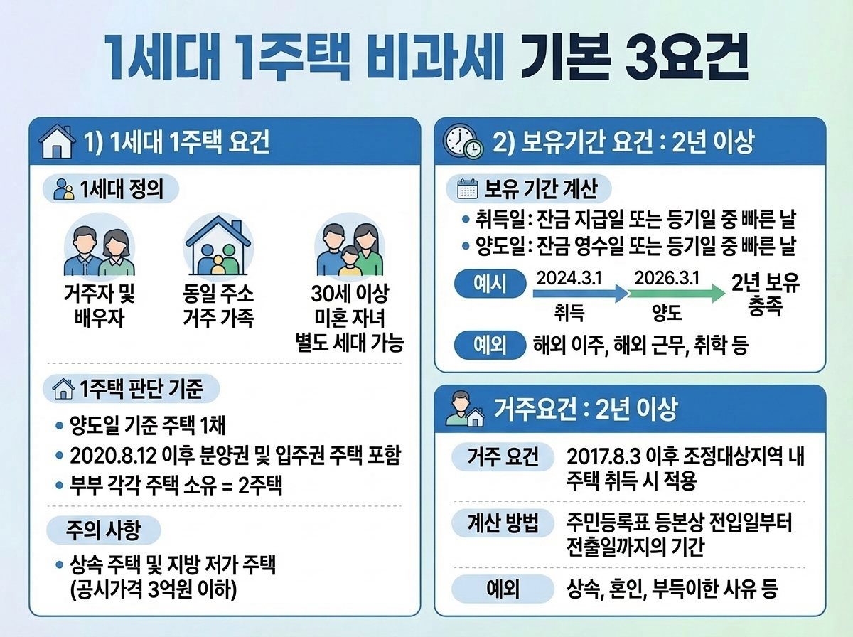1세대 1주택 비과세 기본요건