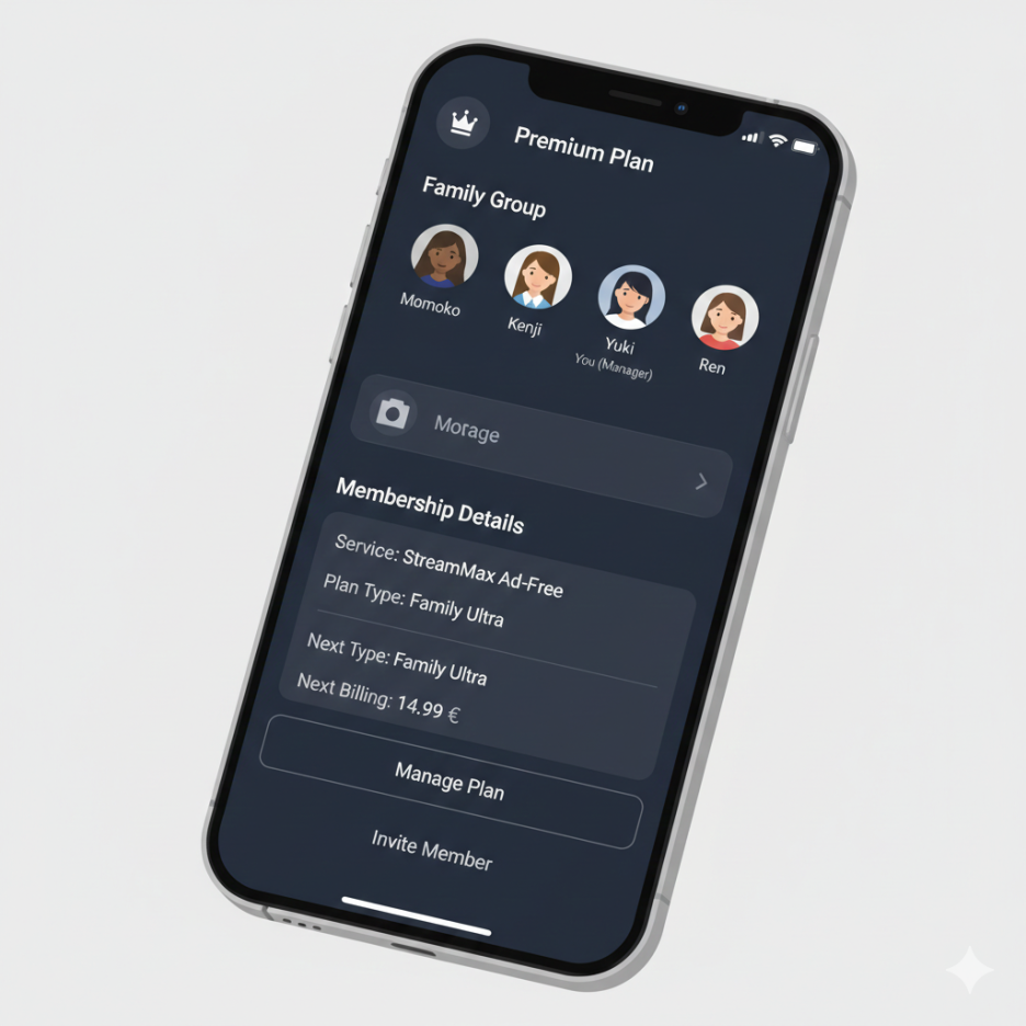유튜브 프리미엄 가족 그룹 구성원 관리 화면 및 구독 정보 예시