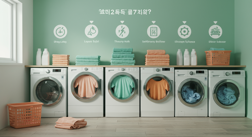 025년 건조기 용량별 비교 이미지, 미니 건조기, 중형 건조기, 대형 세탁건조기, 전기요금 효율 비교, 건조 시간 효율성