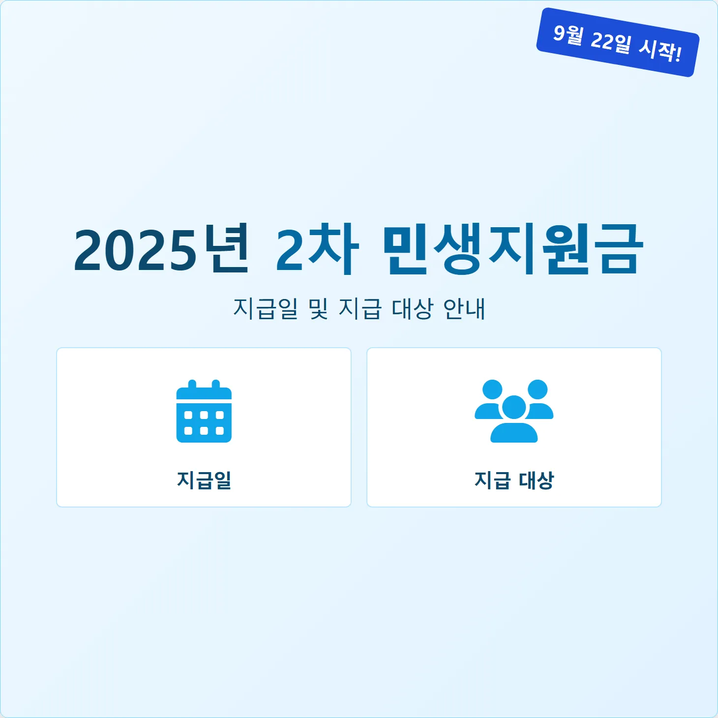 2025년 2차 민생지원금 지급일 및 지급 대상 (9월 22일 시작)