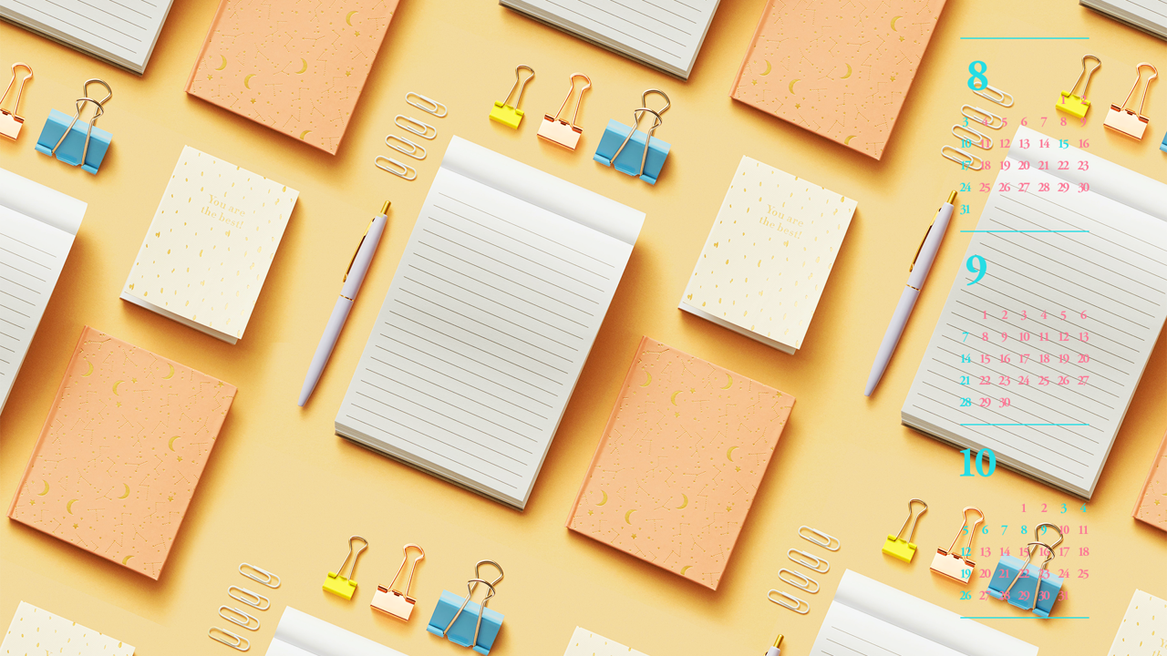 06 펜 클립 줄노트 대각선 B - 2025년9월 노트북배경화면