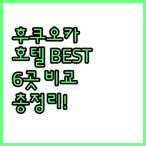 후쿠오카 베스트 호텔 6곳 전격 비교