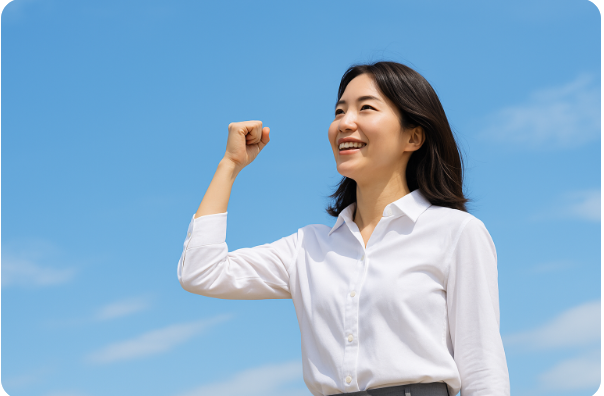 병원 밖 세상을 향해 당당히 나아가는 여성의 활기찬 모습