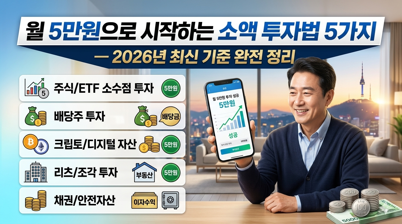 월 5만원으로 시작하는 소액 투자법 5가지&mdash; 2026년 최신 기준 완전 정리