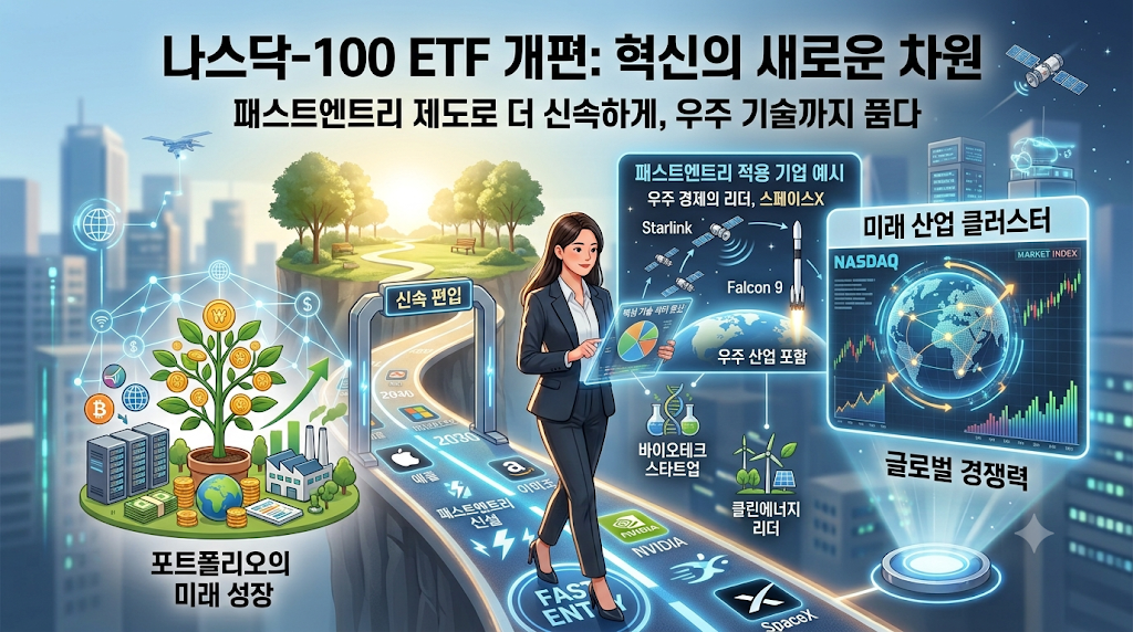 나스닥100 ETF 개편(나스닥 ETF란, 패스트엔트리, S&amp;P500, 적립식투자, 스페이스X)
