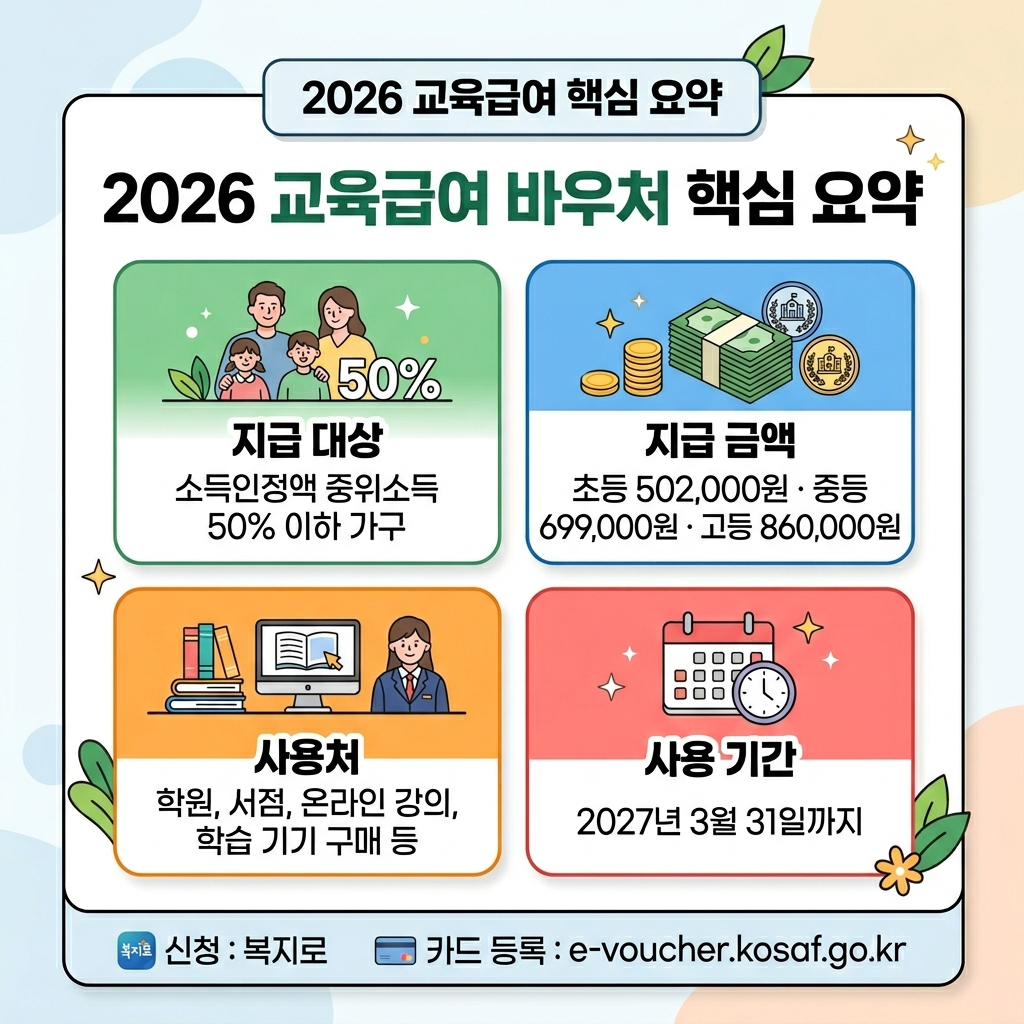 2026 교육급여 핵심 정보 요약 카드