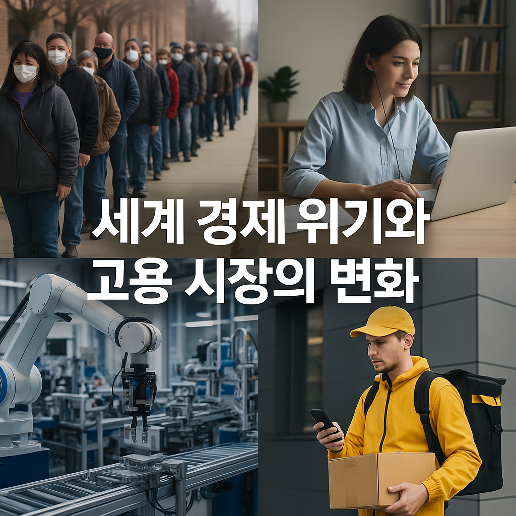 세계 경제 위기와 고용 시장의 변화 관련 사진