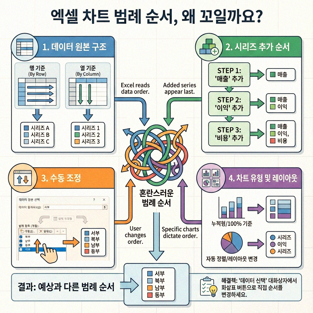 엑셀 차트 범례 순서 꼬일 때 쉽게 바로잡는 방법