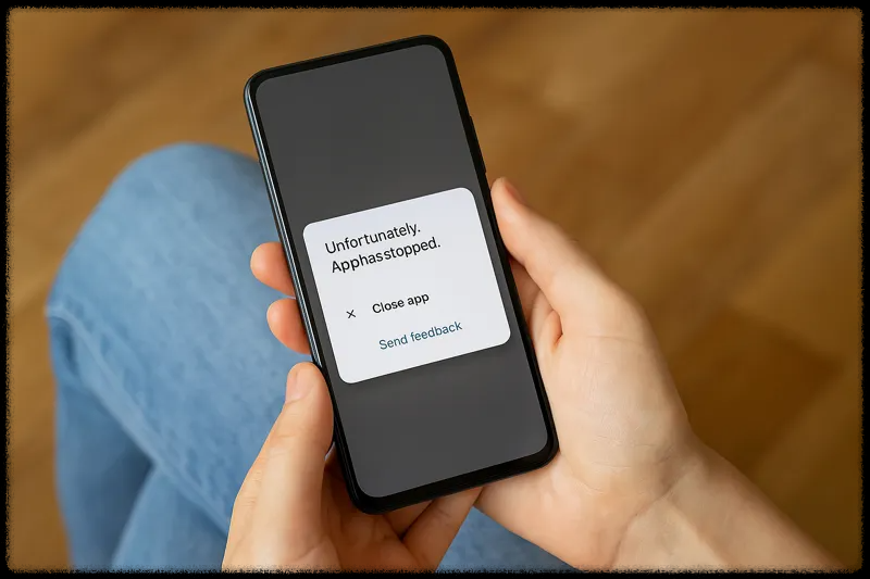 앱 실행 오류 메시지가 표시된 스마트폰 화면