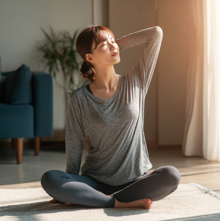 관절에 좋은 요가를 하는 여성