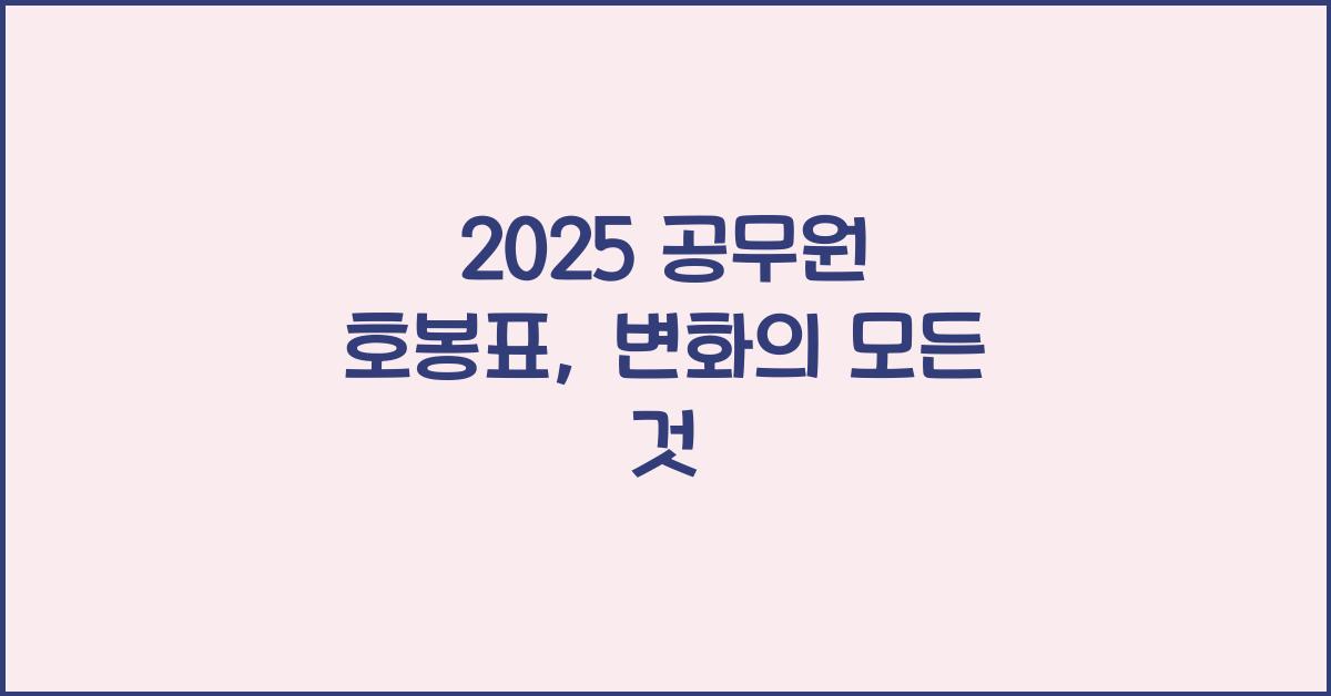 2025 공무원 호봉표