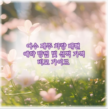 여수 제주 차량 배편 예약 방법 및 선적 가격 비교 가이드