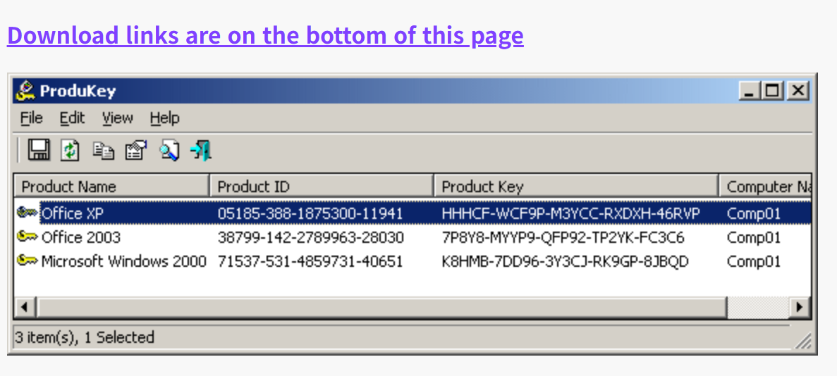 ProduKey 다운로드