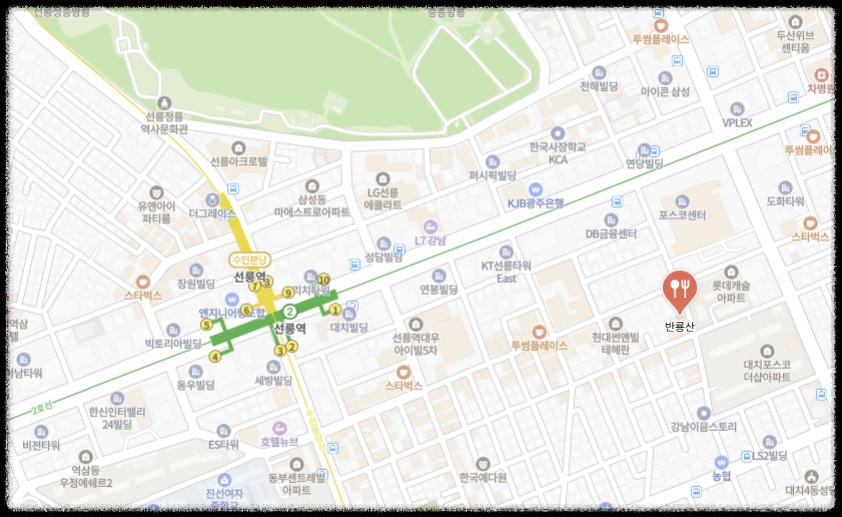 강남 반룡산 위치지도