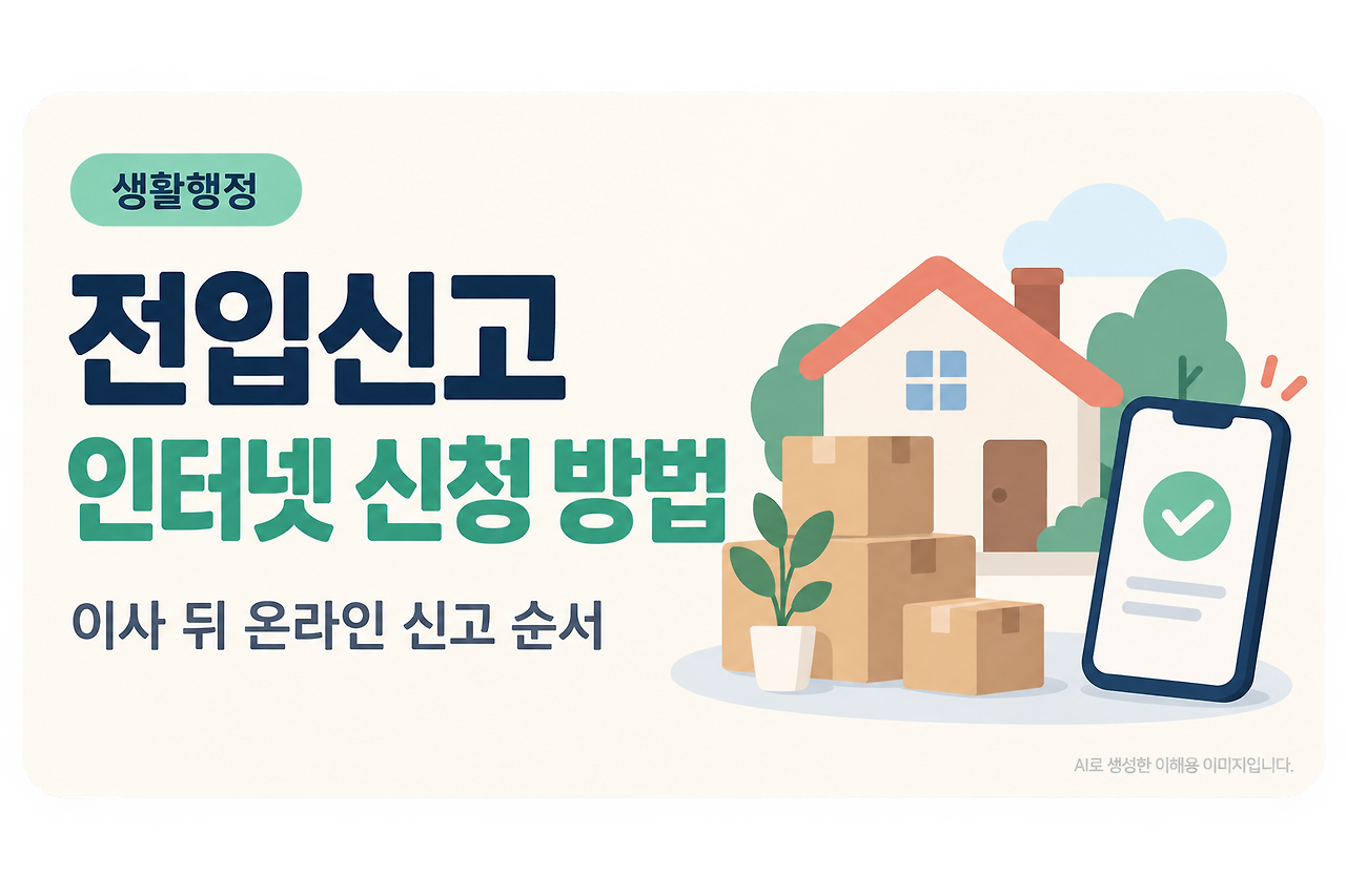 2026 전입신고 인터넷 신청과 세대주 확인 절차를 안내하는 글 포스터