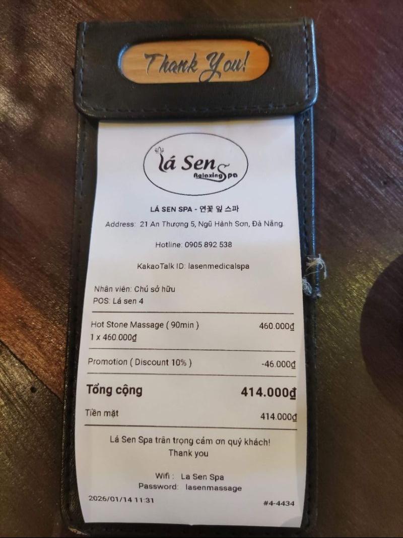 라 센 스파 핫스톤 마사지 90분 영수증