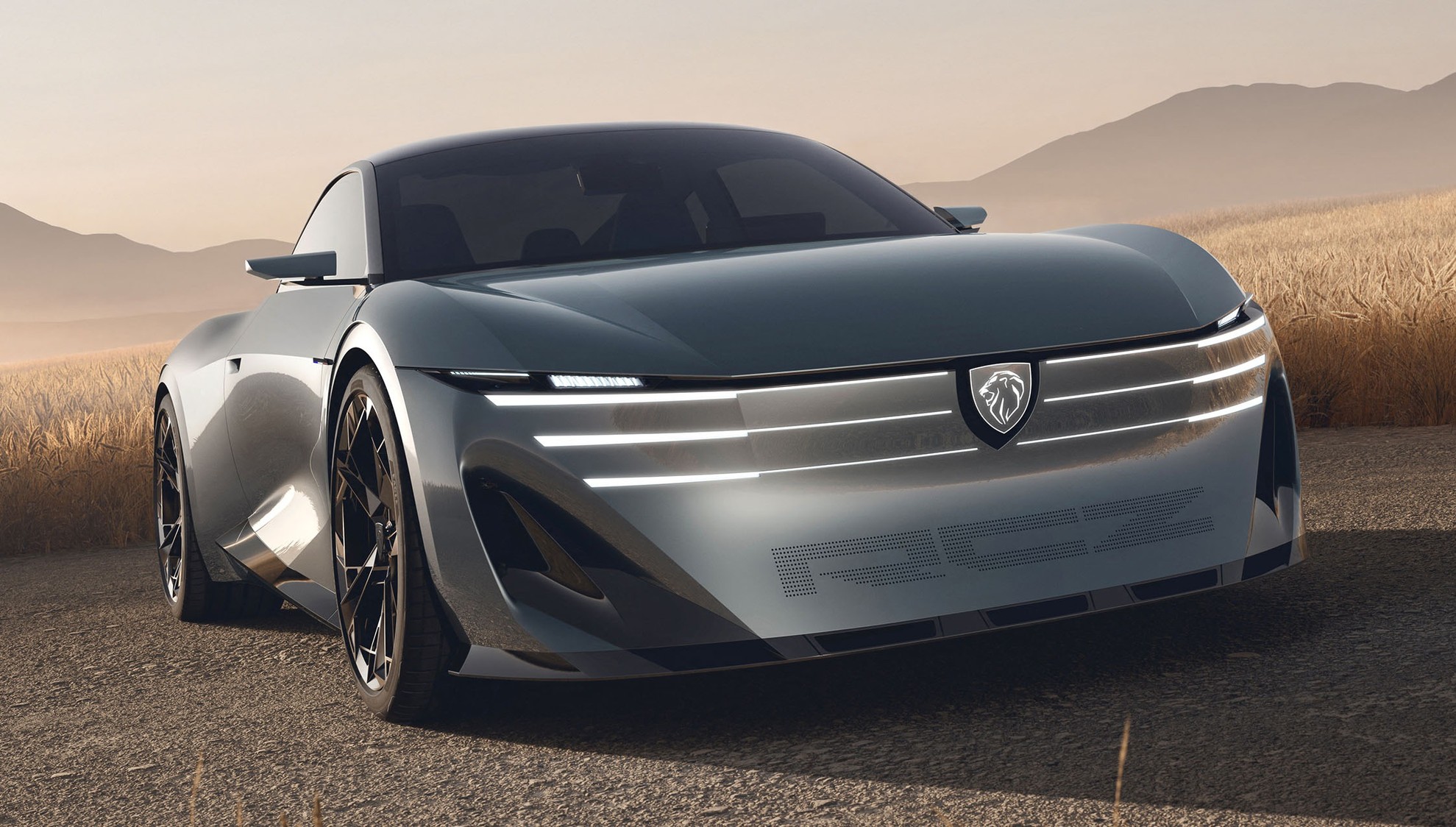 푸조 RCZ 비전 정면, 가로줄 주간주행등과 RCZ 글자 범퍼