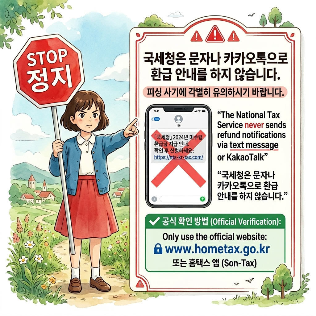 국세청 환급금 피싱 사기 주의 공식 홈택스만 이용