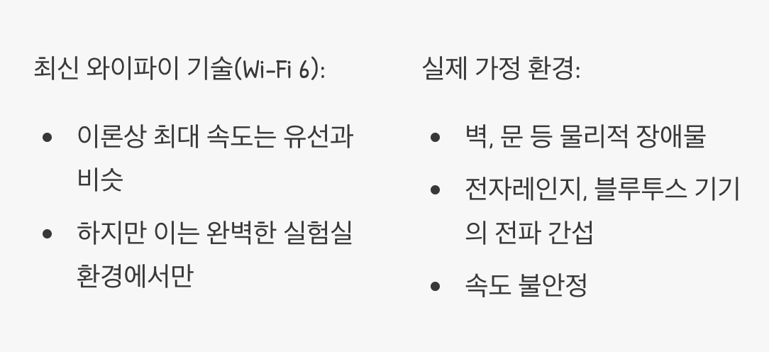 1. 속도, 정말 와이파이가 더 느릴까?