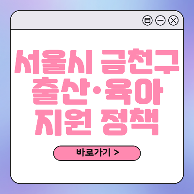 서울시 금천구 출산 육아 혜택