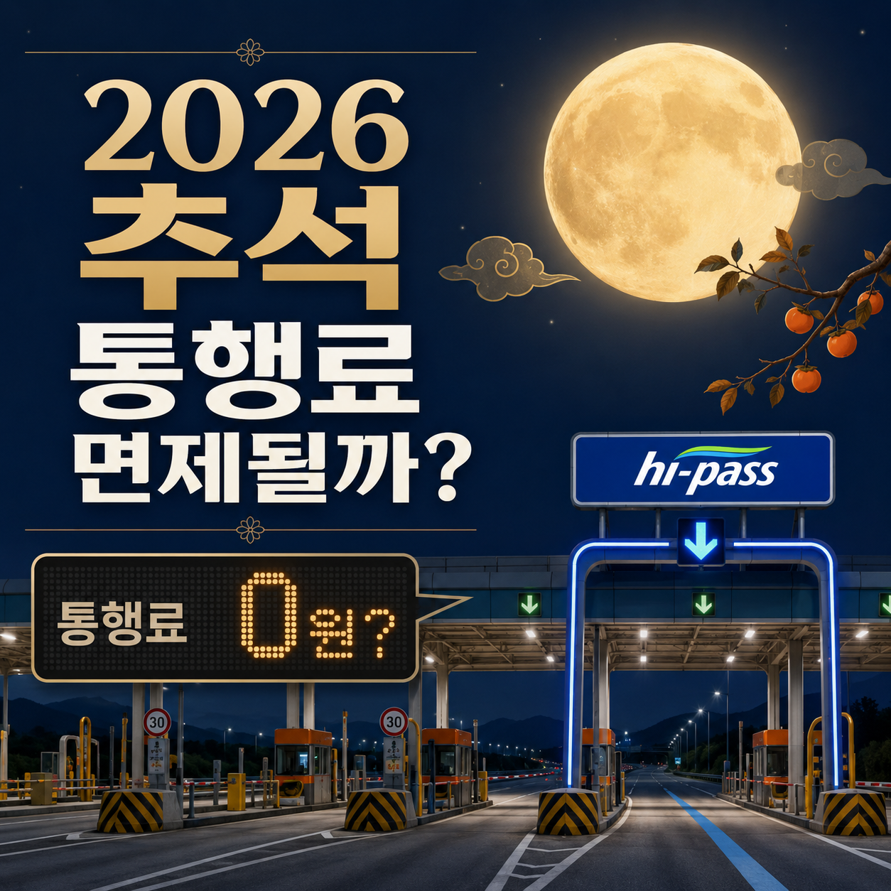 2026 추석 고속도로 통행료 면제 여부와 무료 기간을 확인하는 안내 이미지