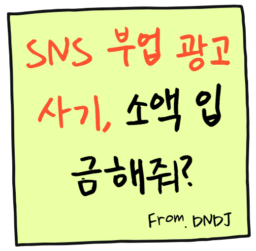 SNS 부업 광고 사기 : 소액 입금 등 핵심 요약 정리