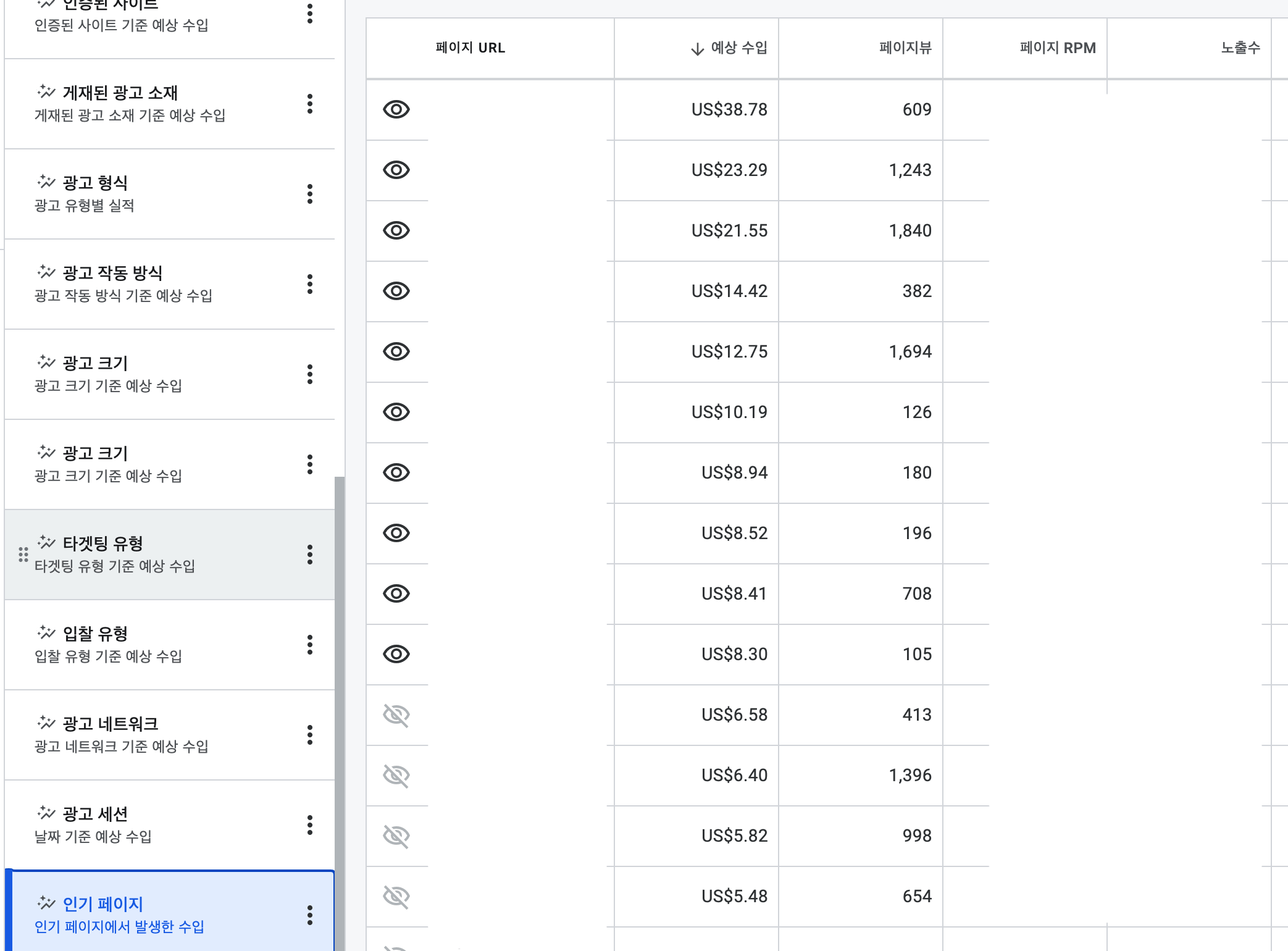 애드센스 인기페이지
