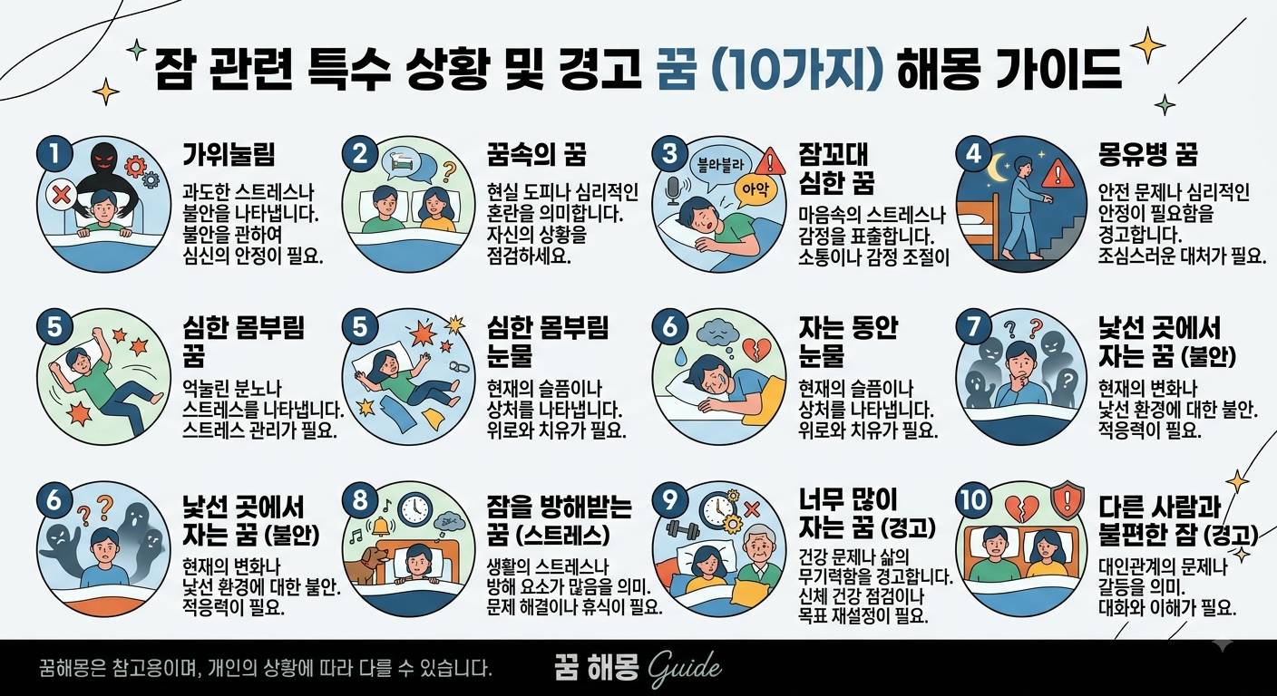 잠 관련 특수 상황 및 경고 꿈 10가지